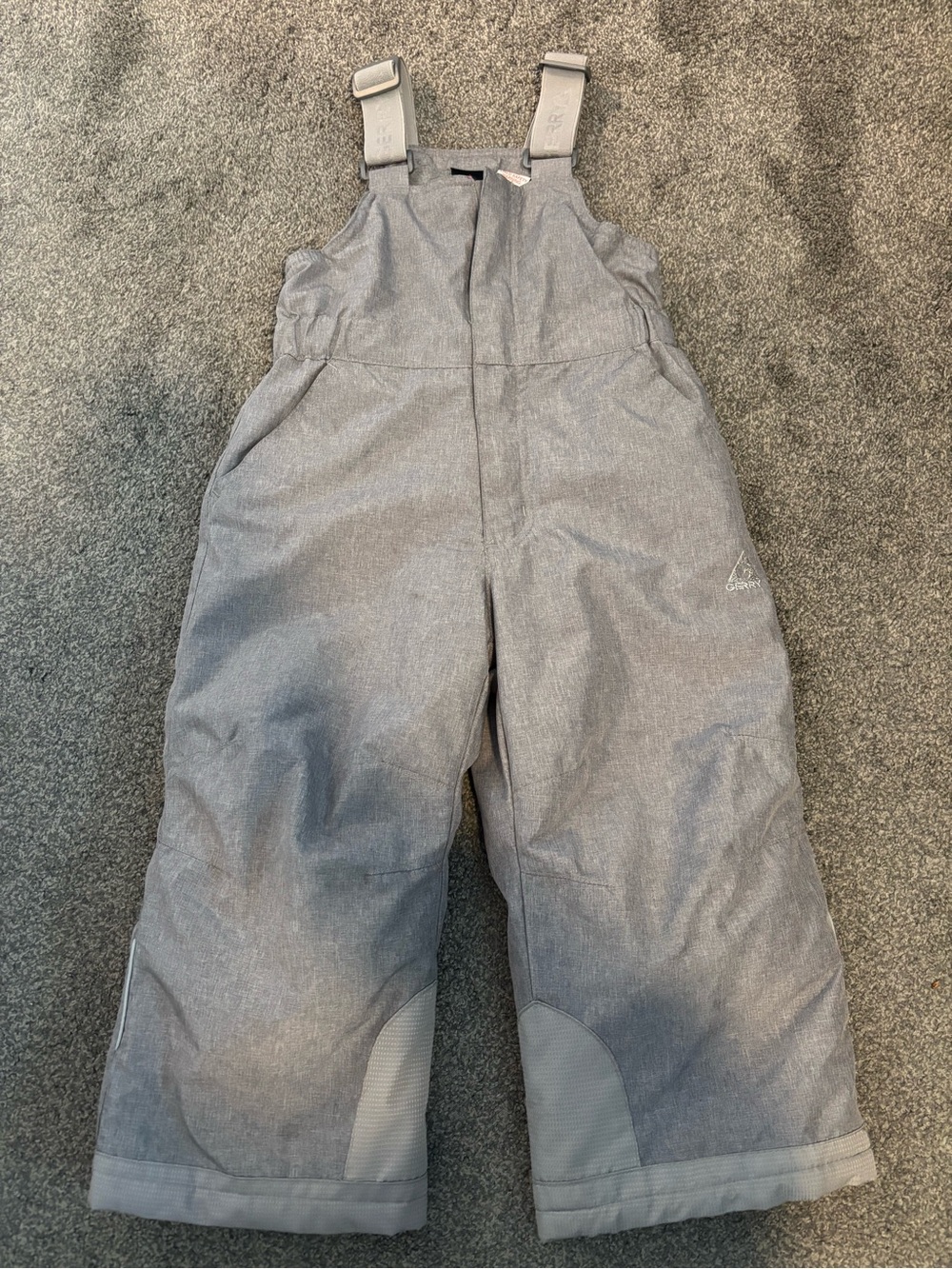Gray Kids Snow Bib Pants - Durable Winter Overalls